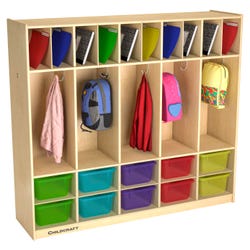 Childcraft Double-Bin Coat Locker with 10 Translucent-Color Bins, 53-3/4 x 14-1/4 x 48 Inches 2162719