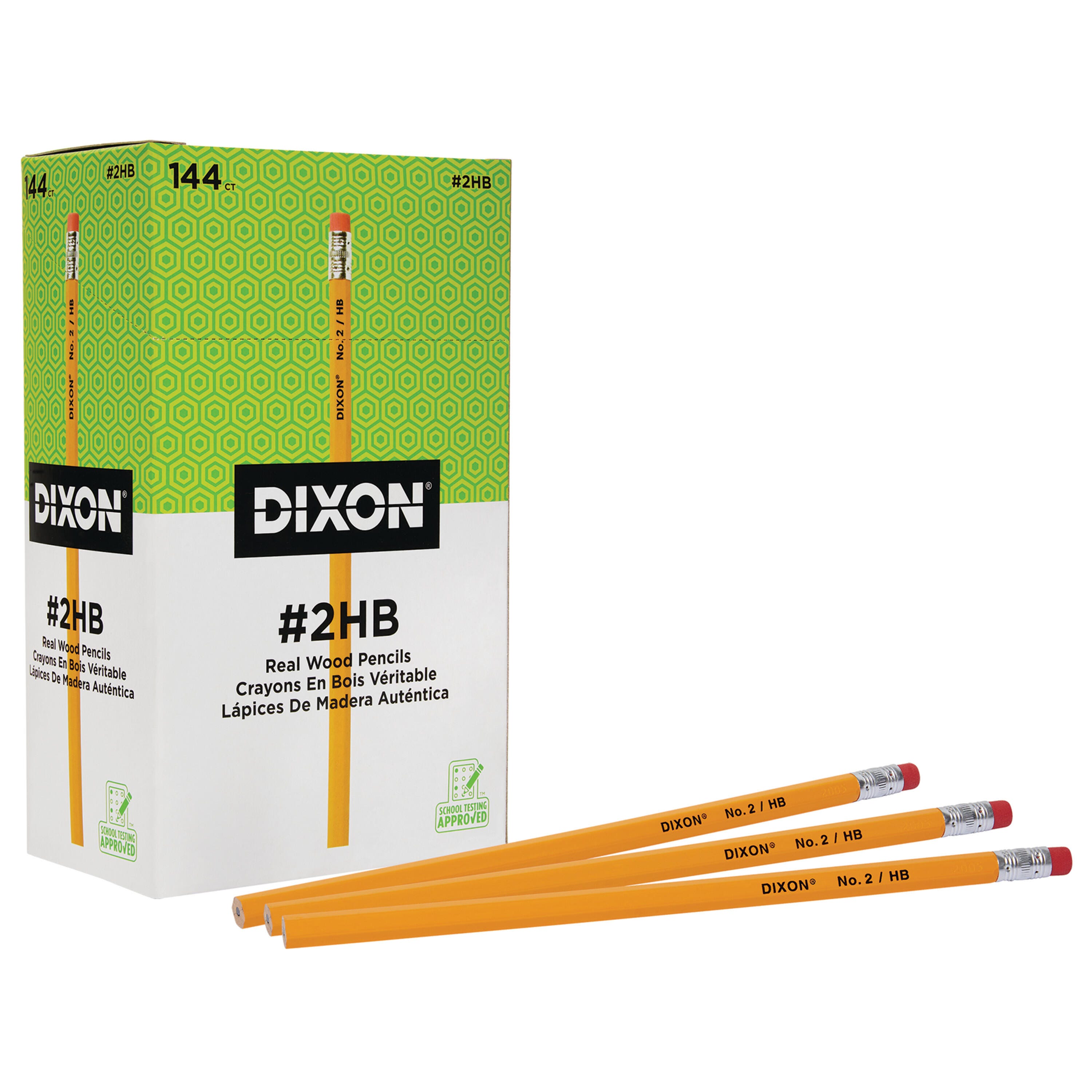 Dixon Pencils, No 2 Soft Tip, Yellow, Unsharpened, Pack of 144 1442986