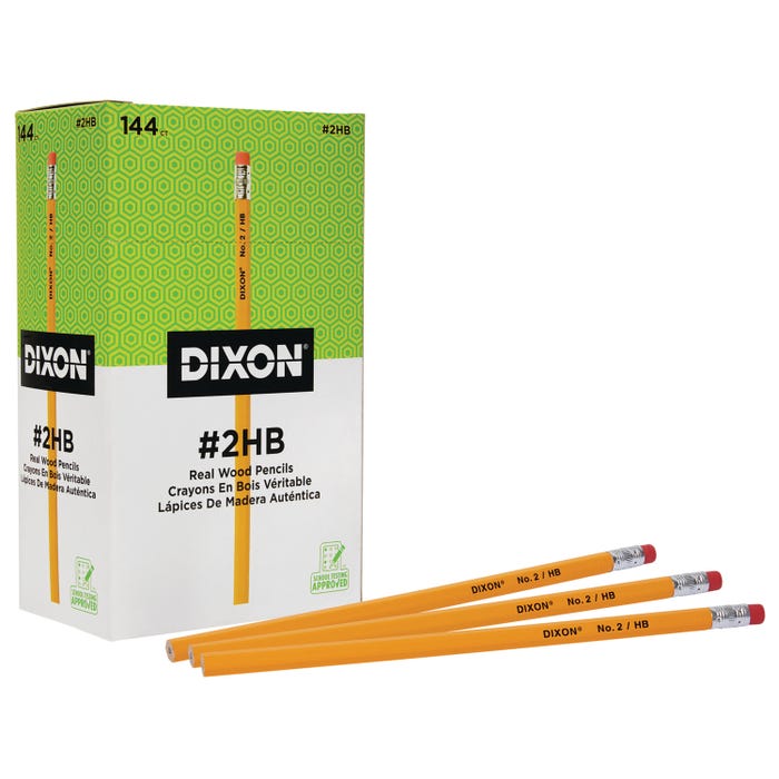 Dixon Real Wood Pencils, No 2 Soft Tip, Yellow, Unsharpened, Pack of 144