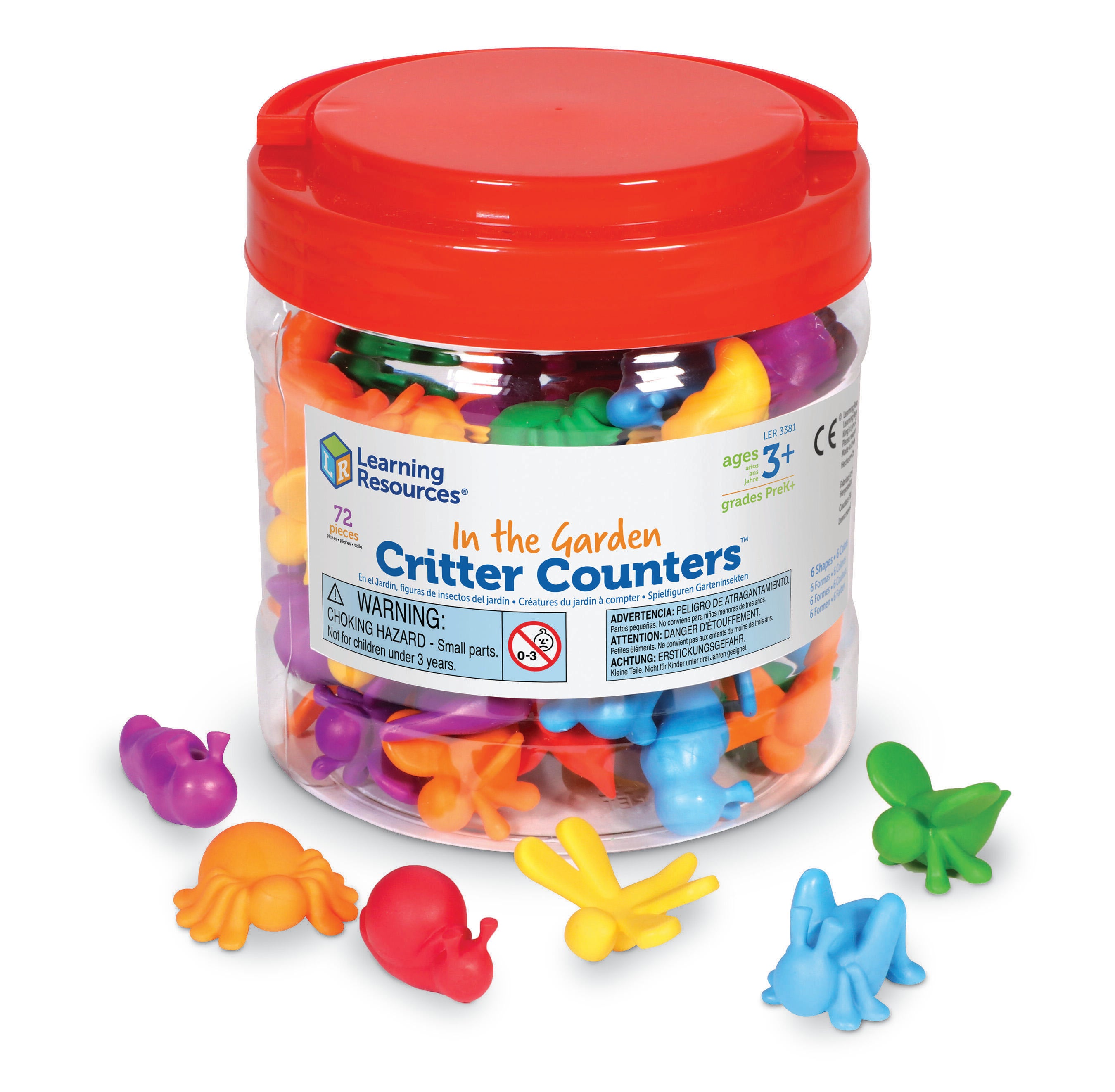 Learning Resources Garden Critter Counters, Assorted Shapes & Colors, 72 Pieces 1465322