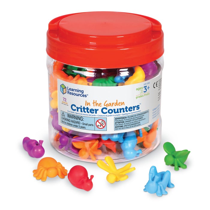 Learning Resources Garden Critter Counters, Assorted Shapes & Colors, 72 Pieces