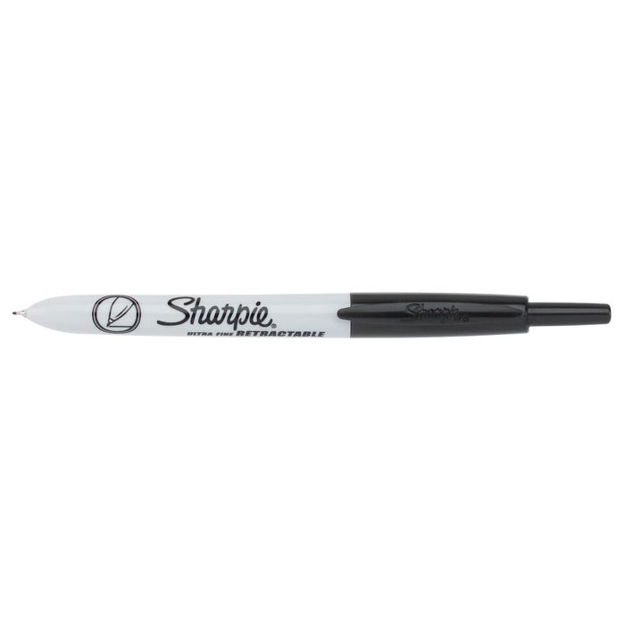 Sharpie Retractable Permanent Markers, Ultra Fine Tip, Black, Pack of 12