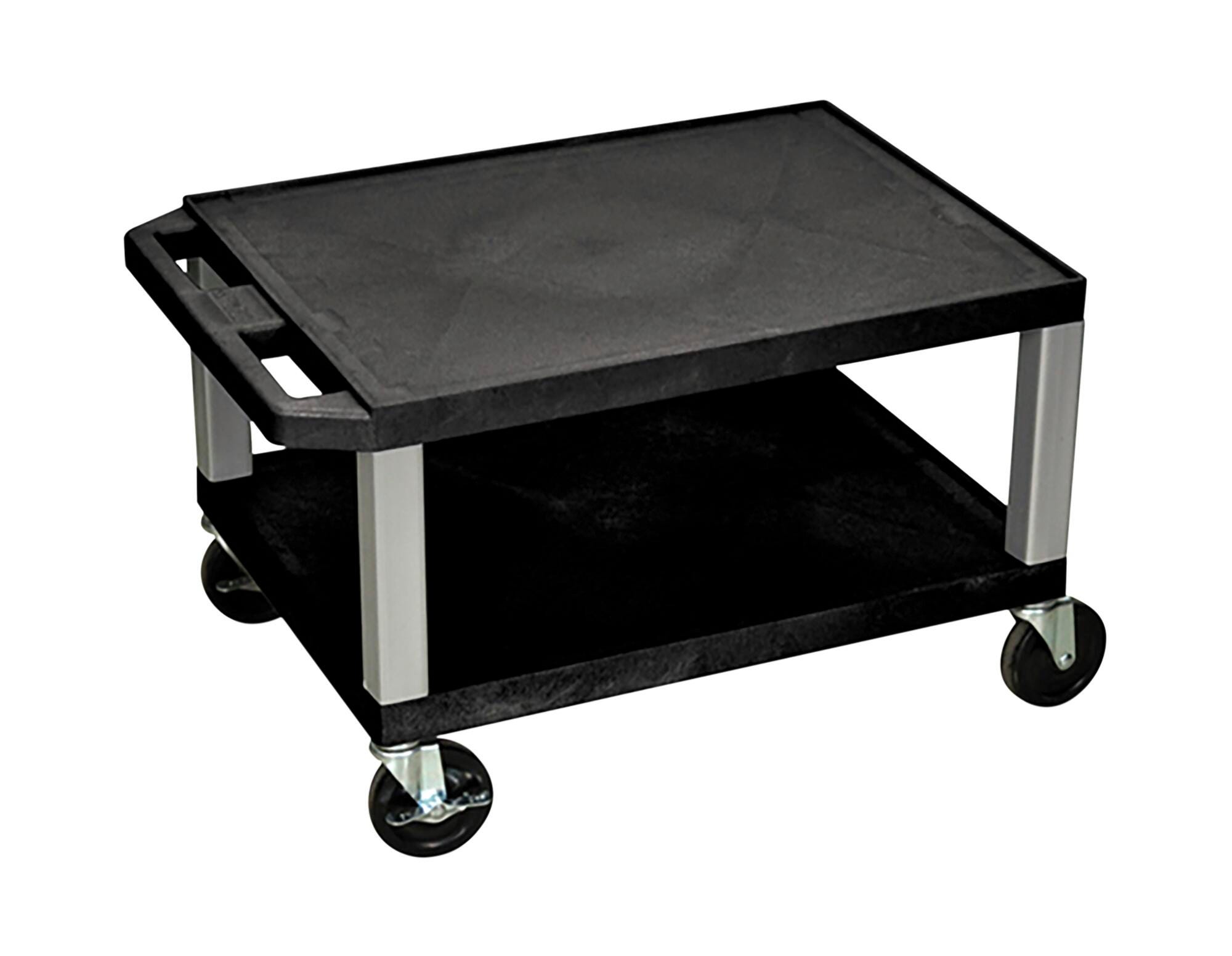 Image for Luxor 2-Shelf Tuffy Cart, Black Shelves, Nickel Legs, 24 x 18 x 16 Inches from School Specialty