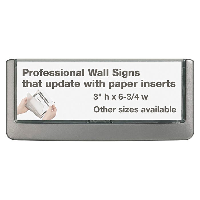 Durable Click Sign, 6-3/4 in W X 3 in H X 5/8 in D, Plastic, Graphite