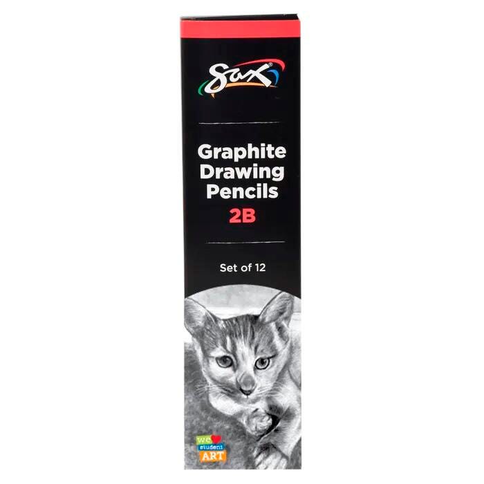 Sax Graphite Drawing Pencil Pack, 2B Lead Hardness Degree, Set of 12