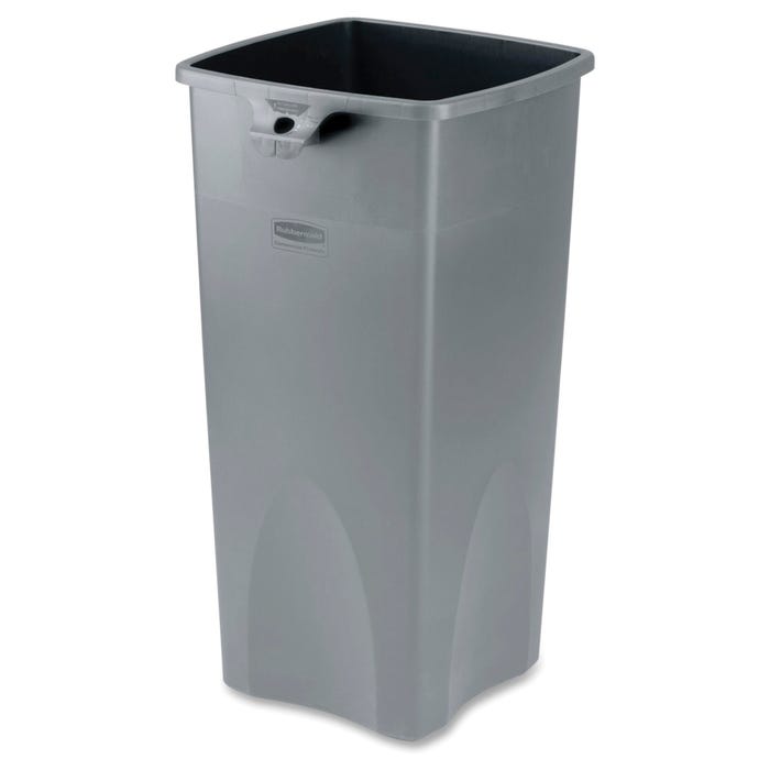 Rubbermaid Square Waste Container, 23 Gallon, Plastic, Gray