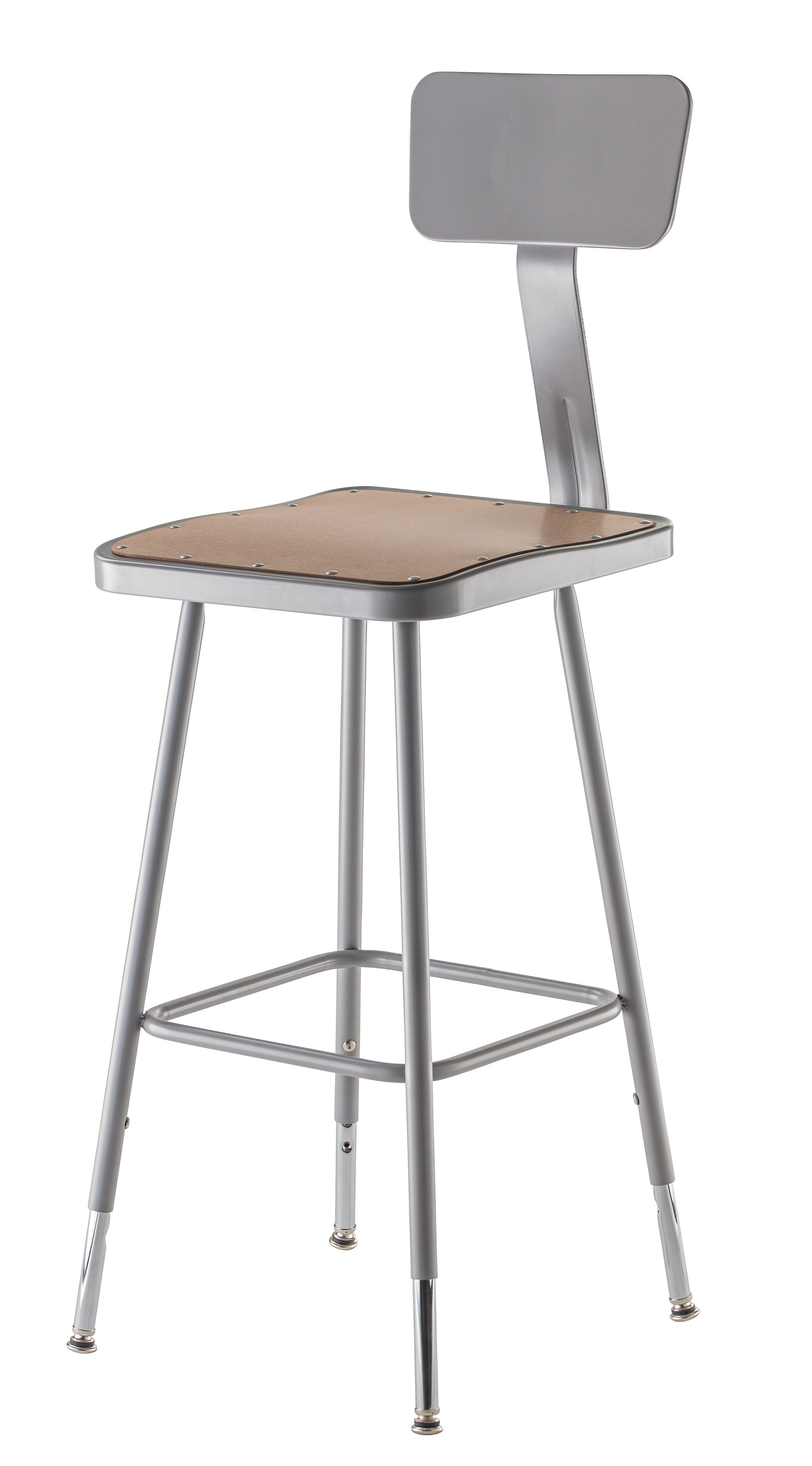 Image for National Public Seating Adjustable Heavy Duty Square Seat Stool with Backrest, 6300 Series, 23-1/2 to 31-3/4 Inch Seat Height, G from School Specialty