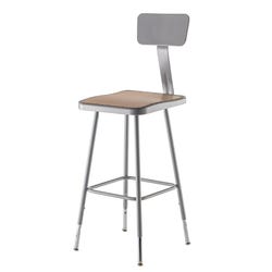 National Public Seating Adjustable Heavy Duty Square Seat Stool with Backrest, 6300 Series, 23-1/2 to 31-3/4 Inch Seat Height, G