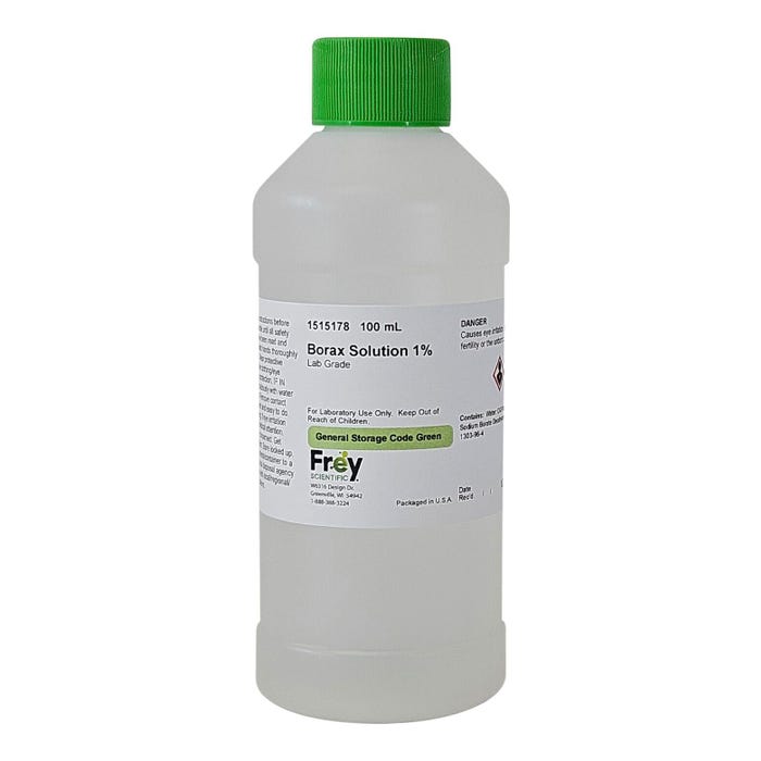 Frey Scientific Borax Solution, 1%, Lab Grade, 100mL