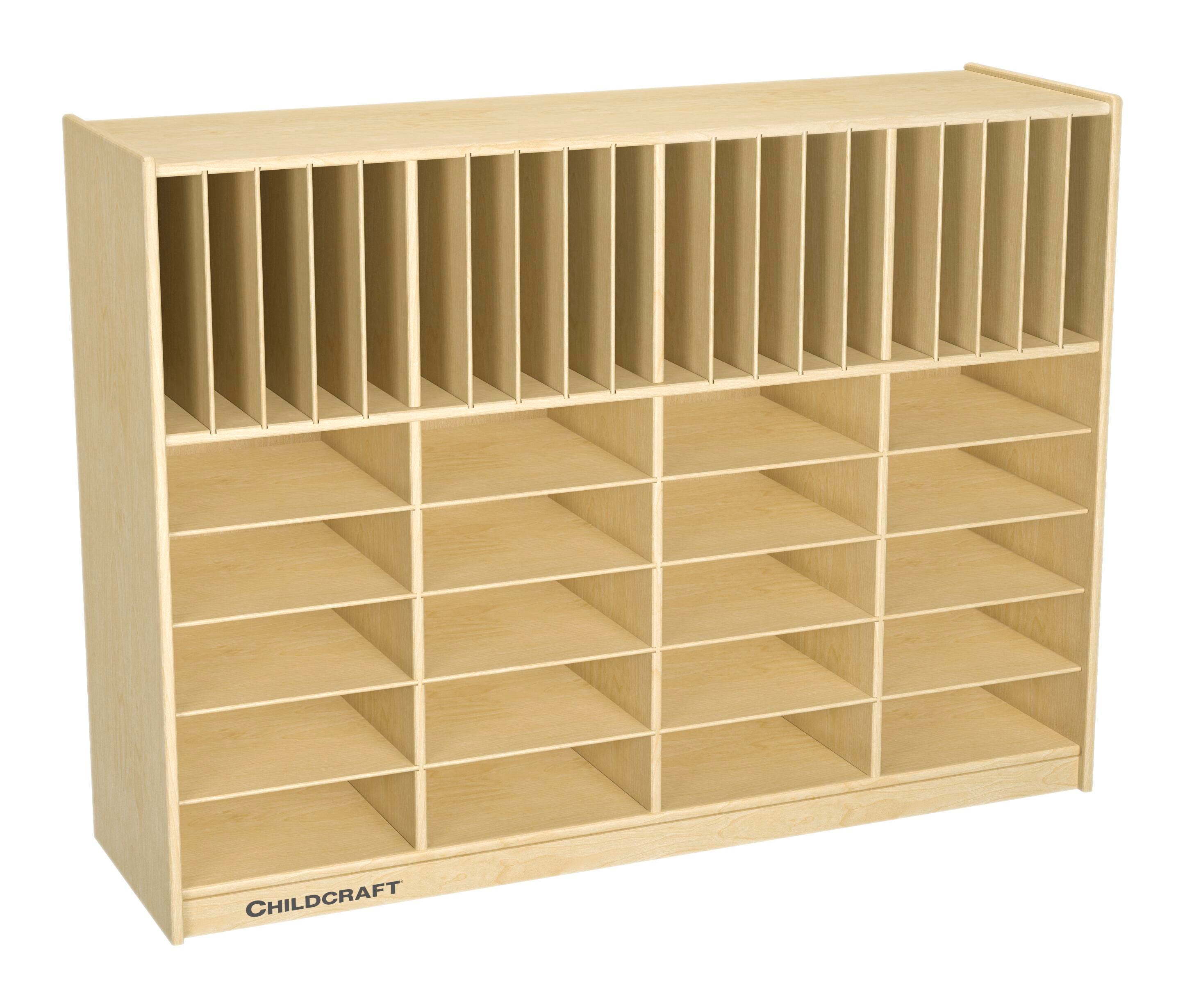 Childcraft Mobile Flat Tray and Folder Cubby Unit, 47-3/4 x 14-1/4 x 36 Inches, Item Number 2092029