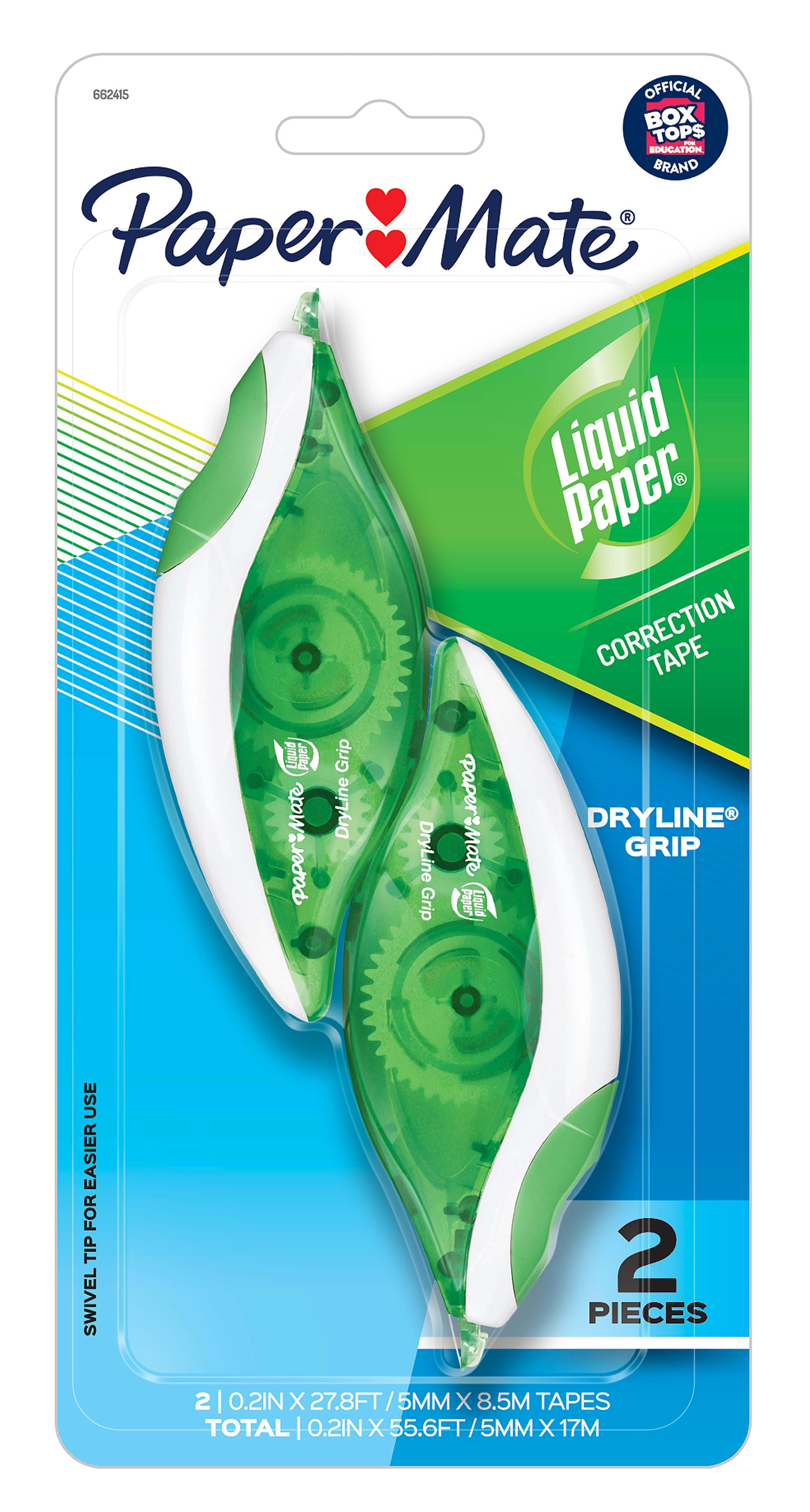 Paper Mate Liquid Paper DryLine Correction Tape, White, Set of 2 1498787
