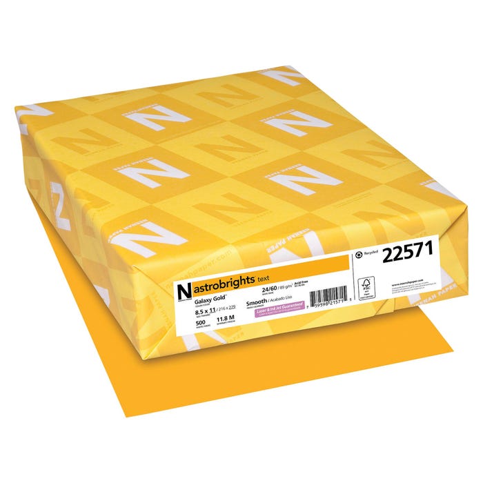 Astrobrights Colored Paper, 8-1/2 x 11 Inches, 24 lb, Galaxy Gold, 500 Sheets