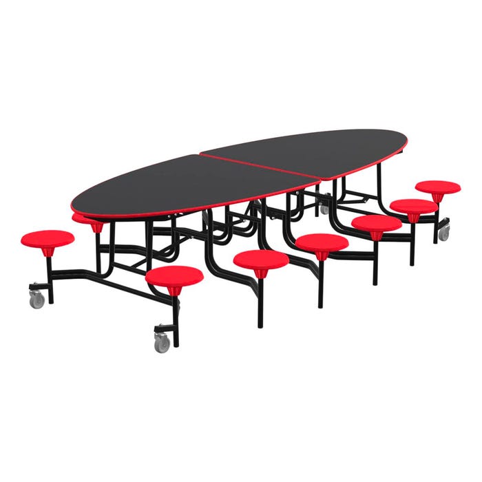 Classroom Select Mobile Table, 12 Stools, Elliptical, 10 Feet