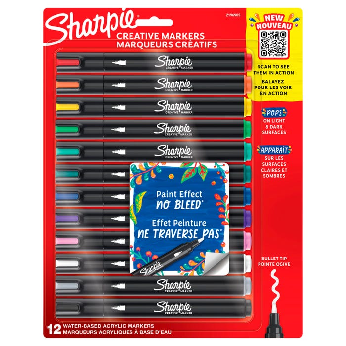 Sharpie Creative Markers, Bullet Tip, Assorted Colors, Set of 12