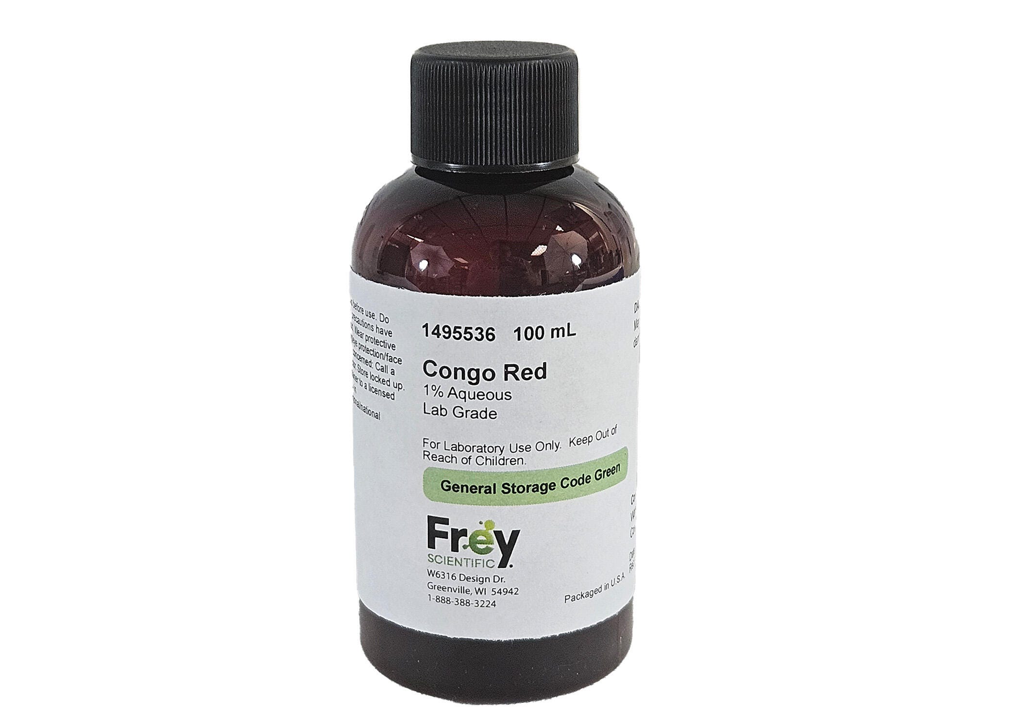 Image for Frey Scientific Congo Red, 1% Aqueous Solution, Lab Grade, 100mL from School Specialty
