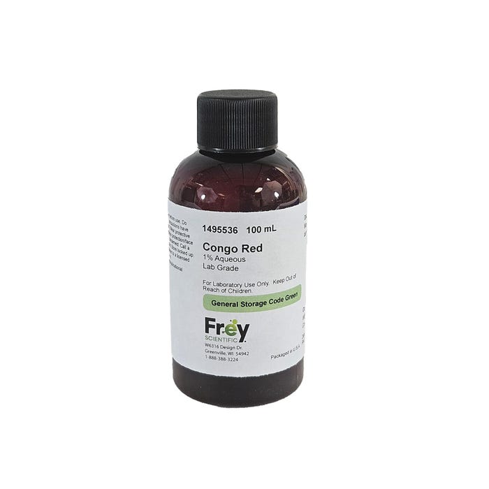 Frey Scientific Congo Red, 1% Aqueous Solution, Lab Grade, 100mL