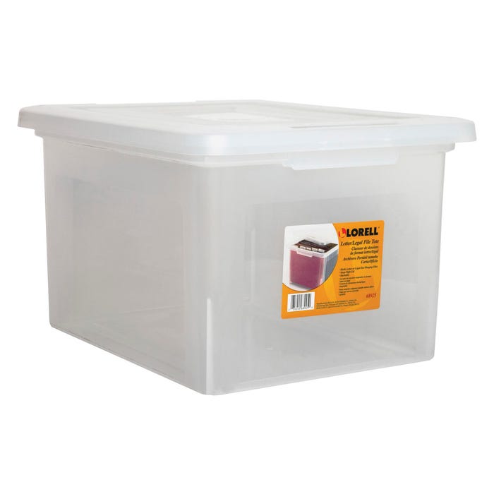 LORELL Letter/Legal Size Stackable File Box, 13-4/5 X 19 X 11 in, Plastic, Clear