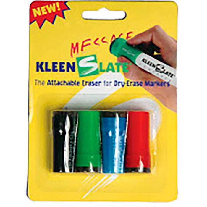 KleenSlate Small Dry Erase Caps for Dry Erase Markers, Assorted Colors, Set of 4