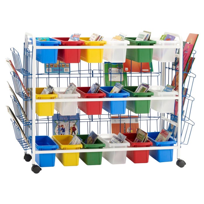 Copernicus Deluxe Leveled Reading Book Browser Cart, 18 Small Tubs, 49 x 21 x 36-1/2 Inches