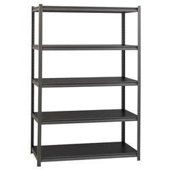 Lorell 3,200 Pound Capacity Riveted Steel Shelving, 5-Shelf, 48 x 18 x 72 Inches, Black