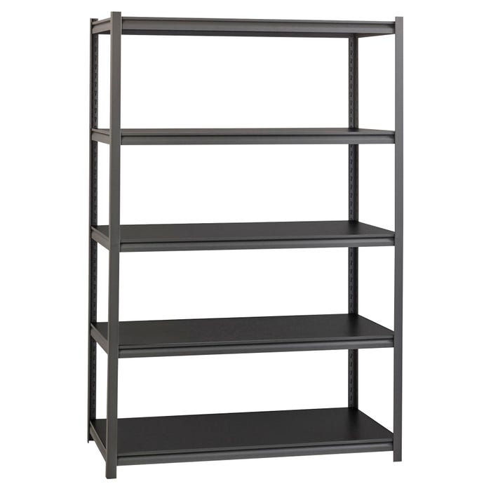 Lorell 3,200 Pound Capacity Riveted Steel Shelving, 5-Shelf, 48 x 18 x 72 Inches, Black