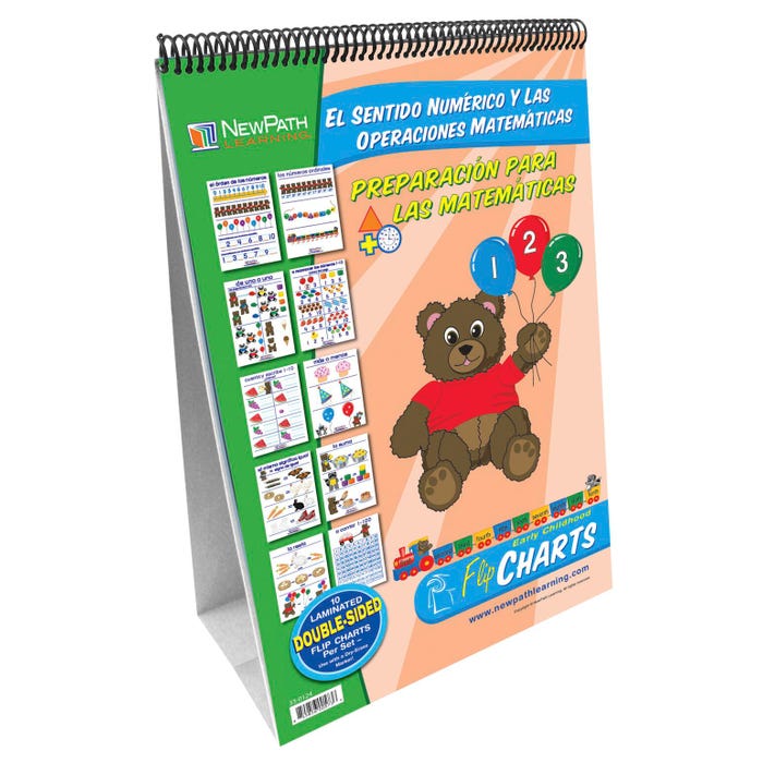 NewPath Learning Spanish Number Sense Write-On/Wipe-Off Flip Chart Set, Grades PreK to 2