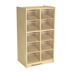Childcraft Cubby Storage Unit, 10 Clear Trays, 19-1/2 x 14-1/4 x 36 Inches 265233