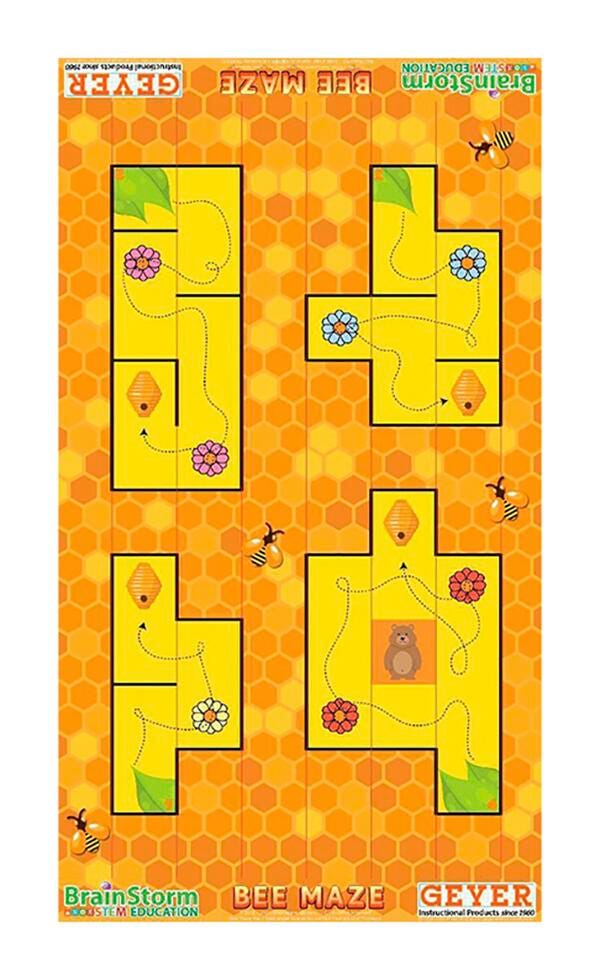 Geyer Instructional BrainStorm STEM Education Robotics Activity Mat: Bee Maze, 80 x 44-3/4 Inches 2132285