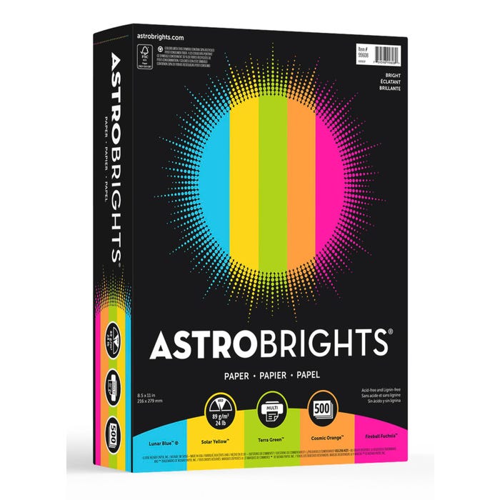 Astrobrights Colored Paper, 8-1/2 x 11 Inches, Assorted Bright Colors, Pack of 500