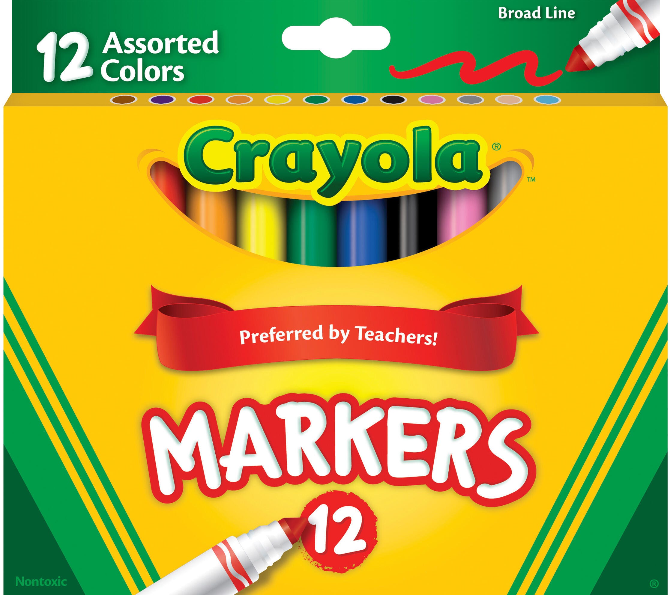 Image for Crayola Markers, Broad Line, Assorted Colors, Set of 12 from School Specialty