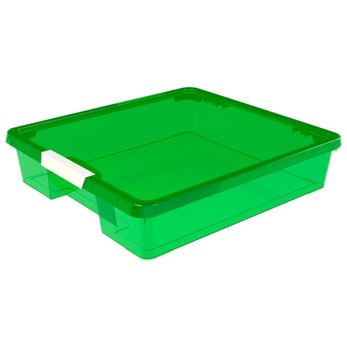 Storex Classroom Project Box, 13-1/4 x 15-1/4 x 3-1/4 Inches, Transparent Green, Pack of 5