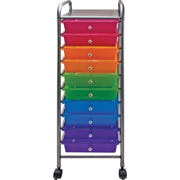 Advantus 10-Drawer Organizers with Casters, 13 x 15-1/2 x 37-5/8 in, Multi