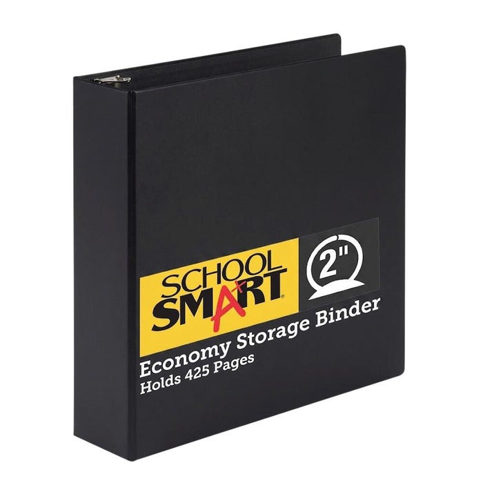School Smart Round Ring Binder, Polypropylene, 2 Inches, Black