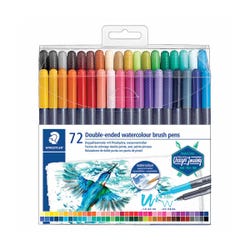 Staedtler Marsgraphic Duo Tip Watercolor Brush Markers, Assorted, Set of 72