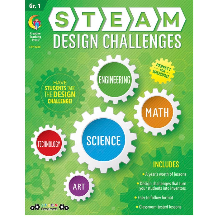 Creative Teaching Press STEAM Design Challenges Resource Book, Grade 1