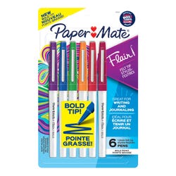 Paper Mate Flair Felt Tip Pens, Bold Point, 1.2 mm, Assorted Colors, Set of 6 2086810