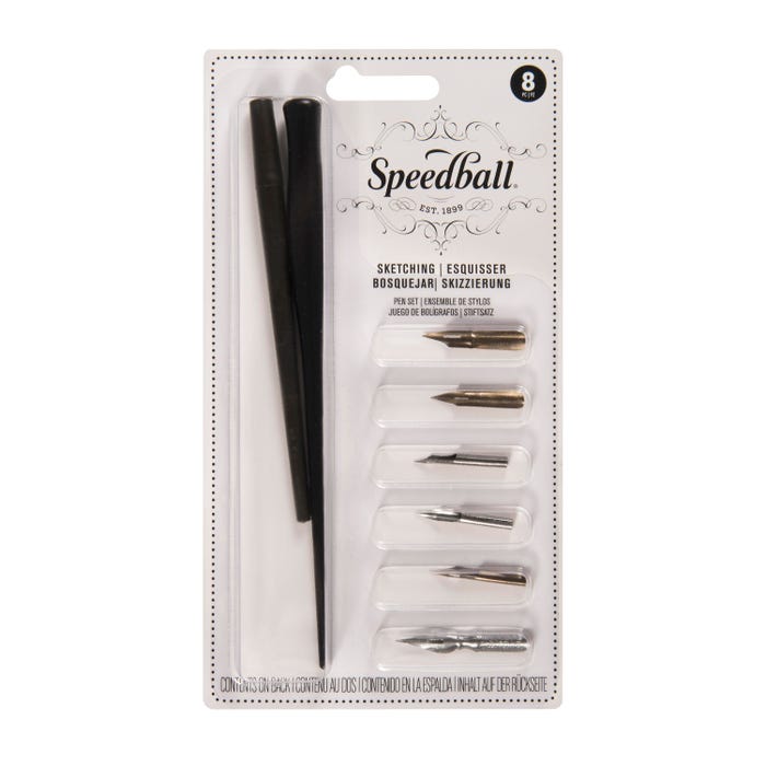 Speedball Sketching Set with Penholders and Pens, Set of 8