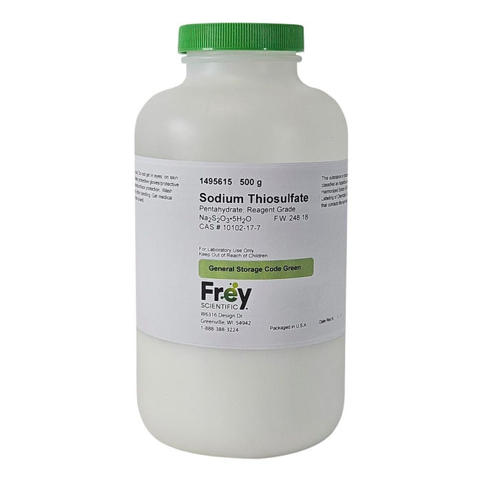 Frey Scientific Sodium Thiosulfate Pentahydrate, Reagent Grade, 500 Grams