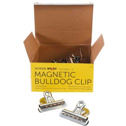 School Smart Magnetic Clips, 2 Inches, Nickel Plated, Pack of 12