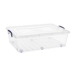 Superio Brand Wheeled Storage Container, 42 Quart, Clear 2133545