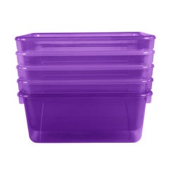 School Smart Translucent Storage Bin, 7-7/8 x 12-1/4 x 5-3/8 Inches, Violet, Pack of 5 2005711