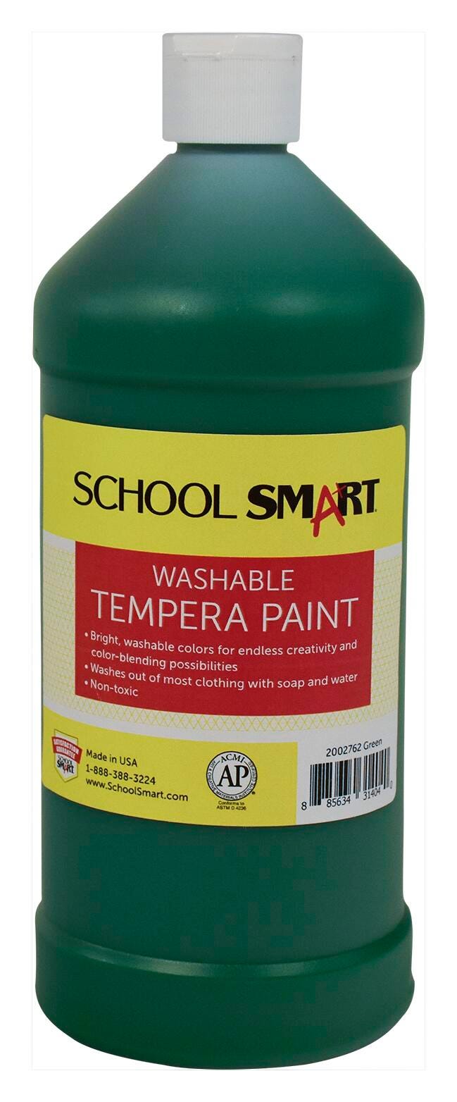 School Smart Washable Tempera Paint, Green, 1 Quart Bottle Item Number 2002762