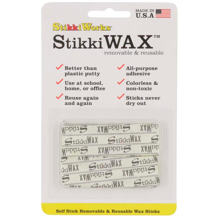 StikkiWorks Stikki Wax Stick Mounting Adhesive Putty, Reusable and Removable, Colorless, Pack of 12