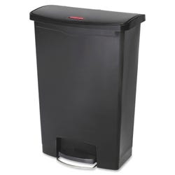 Rubbermaid Commercial Slim Jim Black Front Step Can, 24 Gallon, Black