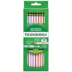 Ticonderoga Wood-Cased Pre-Sharpened Pencils #2 HB Soft, Pastel Casings, Pack of 10 2101102