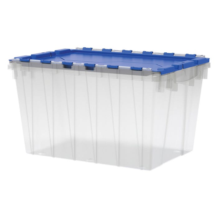 Akro-Mils KeepBox Storage Container, With Lid, 21-1/2 x 15 x 12-1/2 Inches, Clear/Blue