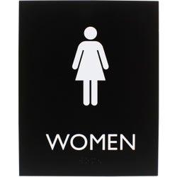Lorell Women Restroom Sign, 8.5 x 6.4 x 0.8 Inches, Black, Item Number 2025879