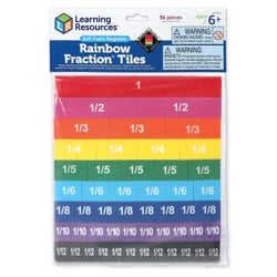 Learning Resources Soft Foam Magnetic Rainbow Fraction Tiles, Set of 51 082401