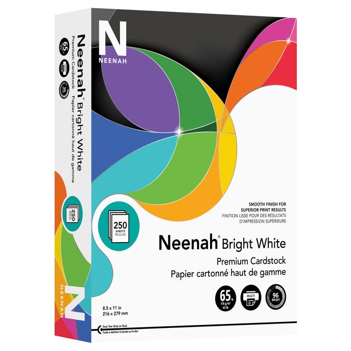 Neenah Bright White Cardstock, 8-1/2 x 11 Inches, 65 lb, Pack of 250