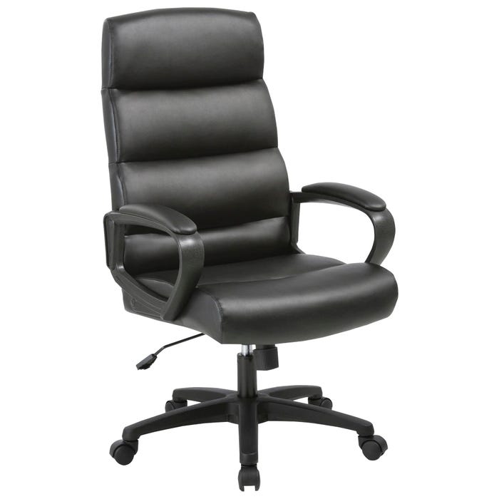 Lorell SOHO High-Back Leather Executive Chair, 25 x 26-1/2 x 46-1/2 Inches, Black